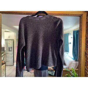 Women's Old Navy Waffle Knit Long Sleeve Pocket Top Gray Cozy Lightweight